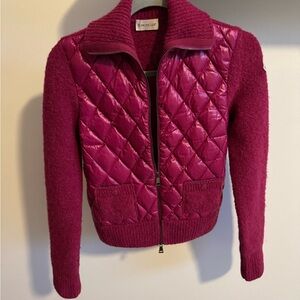 Moncler Women's Magenta Padded Wool Zip Up